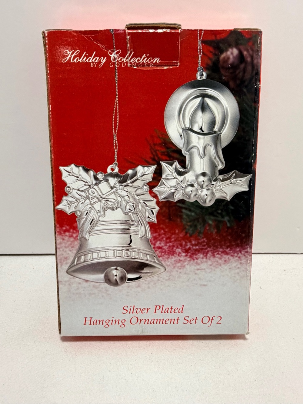 Vintage Silver-Plated Hanging Ornament Set of 2